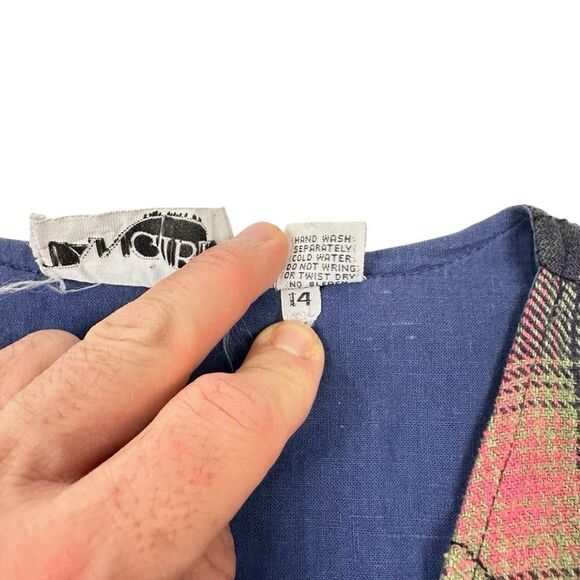 Vintage Tangibles 90s Plaid Vest Chain Stitch Skater Surfer Grunge Hip Hop - Picture 4 of 4